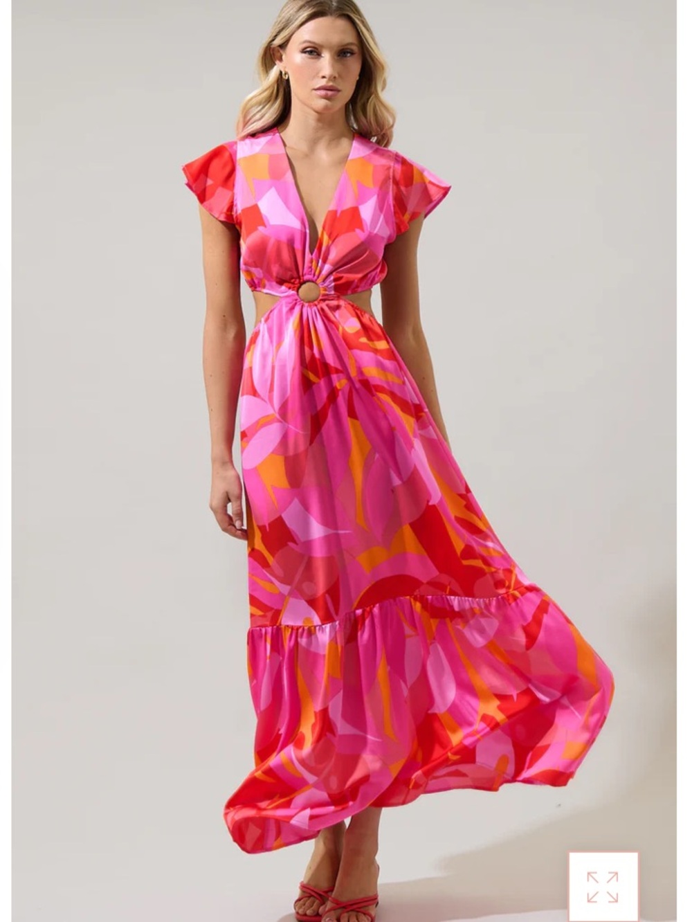 Sugarlips Minka Abstract O-Ring Cut Out Midi Dress Size Large